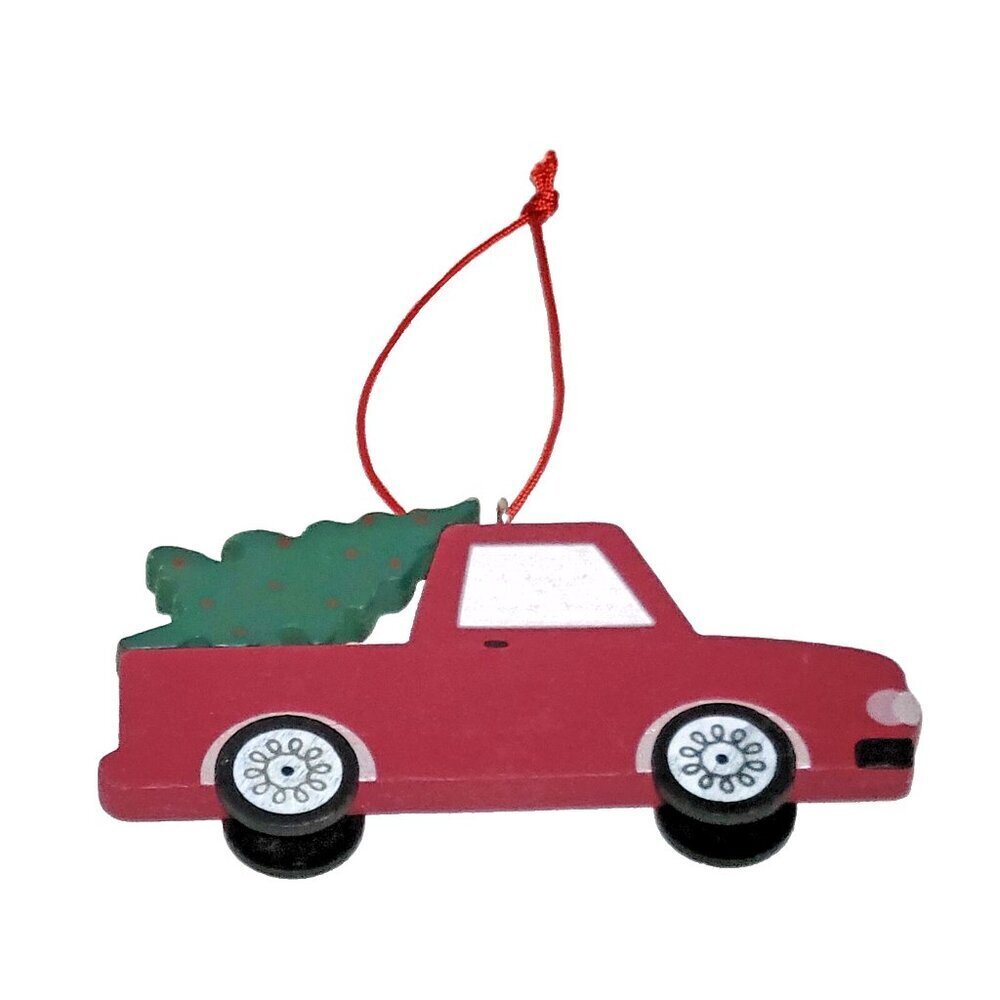 Red Truck Christmas Tree Christmas Ornament Wood